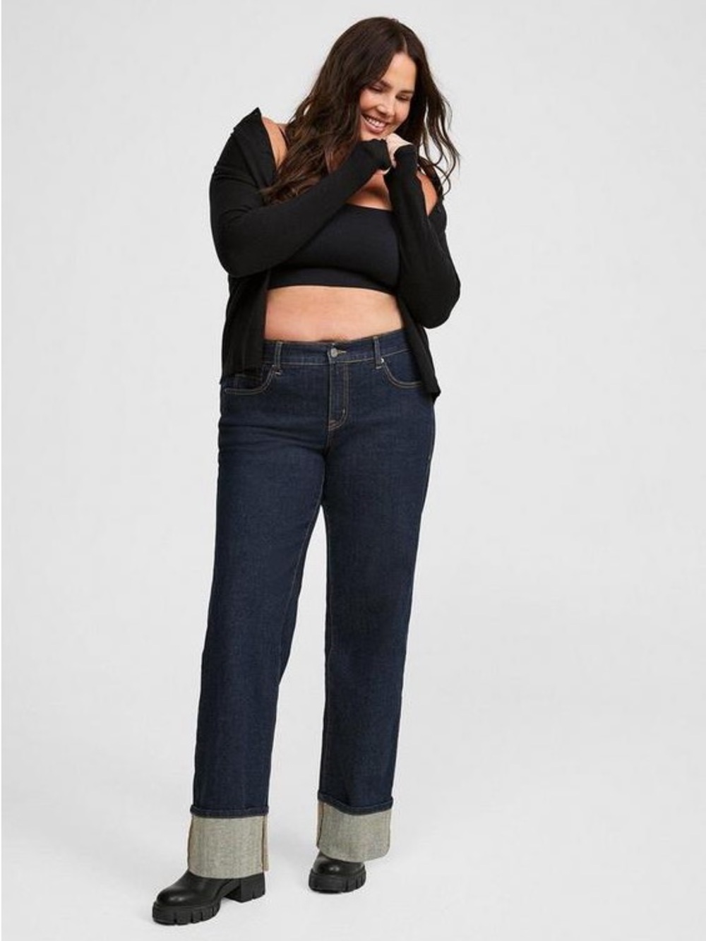 NWT Perfect Wide-Leg Mid-Rise Jean - Last Straw Dark Rinse